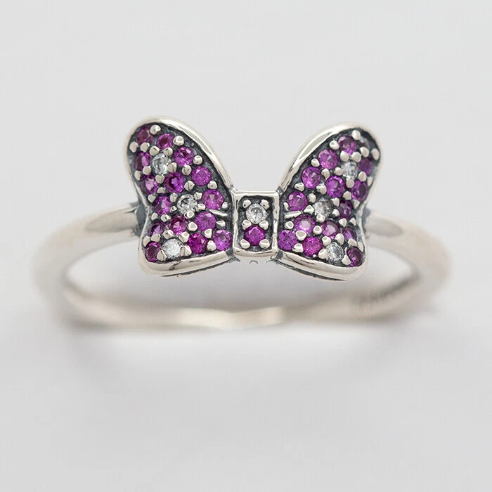 Authentic PANDORA 925 Silver Ring Disney Minnie's Sparkling Bow Sz. 8.5 58