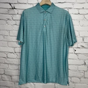 Hickey Freeman Golf Polo Shirt Mens Size L Short Sleeve Stretch Aqua Swirls AOP - Picture 1 of 15