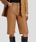 $1250 Wandler Women's Brown Poppy High-Rise Long Lambskin Leather Shorts Size S