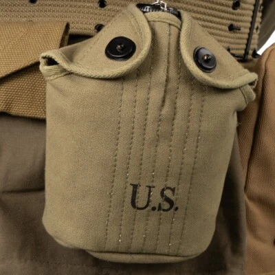 Mensa bottiglia d'acqua esercito americano seconda guerra mondiale seconda guerra mondiale con copertina timbrata riproduzione - Immagine 1 di 4