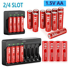 EBL AA Rechargeable Li-ion Batteries 3000mWh 1.5V Lithium  / AA AAA Charger Lot