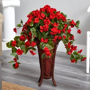 35” Geranium Flower Artificial Plant in Planter UV (Indoor/Outdoor) Home Decor. - Picture 1 of 2