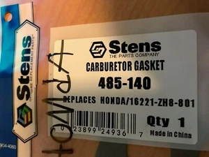 New Stens 485-140 Carburetor Gasket Honda 16221-ZH8-801 - Picture 1 of 1