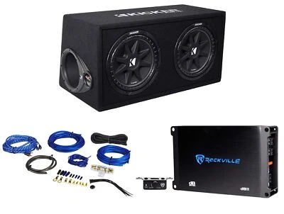 KICKER 43DC122 Comp Dual 12" Subwoofers+Vented Box+Mono Amplifier+Amp Wire Kit - Image 1 of 4