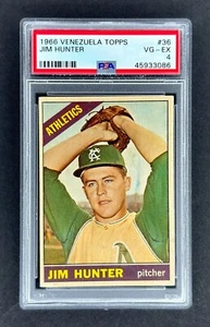 1966 Topps VENEZUELAN #36 Jim Hunter SP (A's) PSA 4 VG/EX RARE! 2nd YEAR! - Picture 1 of 2