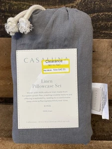 King Size 100% Linen Pillowcases Set Dark Gray - Casaluna - Picture 1 of 8