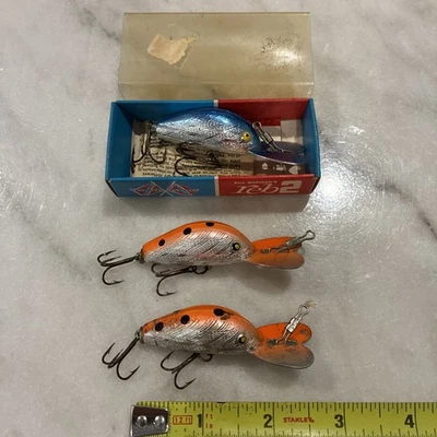Lot Of 3 Vintage Bill Norman Quarterback Deep Little Scooper Lures & 1 Box USED - Image 1 of 4