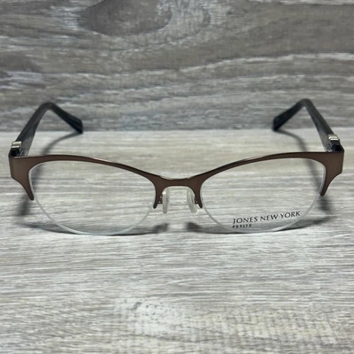 Jones New York J139 Women’s Petite Brown Semi-Rimless Eyeglass Frames 49-17-135 - Image 1 of 4