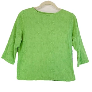 Michael Leu Green Embroidered Floral Top Wearable Art Womens S Oversize USA - Picture 1 of 16
