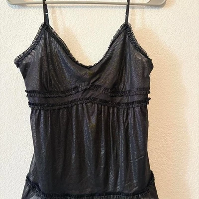 NUEVO CON ETIQUETAS Vintage Coquette Express Babydoll Negro Seda Cami Talla S Foto 1 de 4