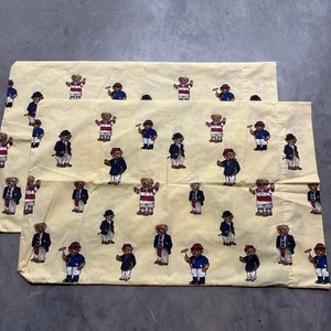 Ralph Lauren POLO OSO DE PELUCHE Fundas de Almohada Rayas Amarillas EE. UU. Nuevas 2 Unidades De Colección - Imagen 1 de 9