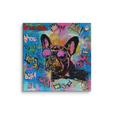 French Bulldog Canvas Print Colorful Frenchie Art  Painting - Image 1 of 4
