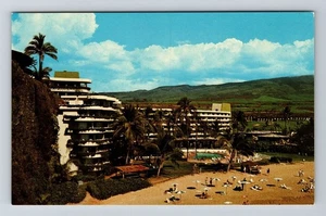 Postal de recuerdo antigua vintage de roca negra de playa Sheraton Hotel Maui HI-Hawaii Sheraton - Imagen 1 de 2