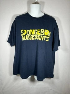 Vintage Y2K 2002 Nickelodeon Spongebob SquarePants Nudiepants Navy T-Shirt 2XL - Picture 1 of 5