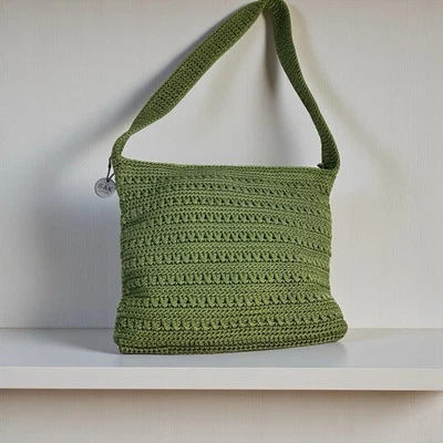 Bolso de Hombro The Sak Verde Claro Crochet Cartera 11"x10" Bolsillos con Cremallera Boho *ver Des Foto 1 de 4