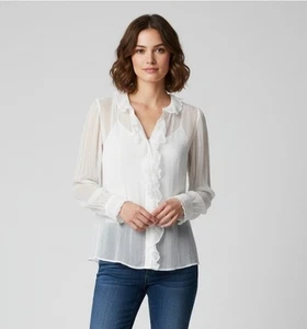 Nwt J. CREW Ruffle Button-Up Shirt/Cami in Crinkle Chiffon CF436 Size 00 Read* - Picture 1 of 8