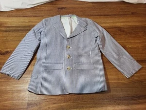 Kitestrings By Heartstrings Seersucker Blue & White Blazer Size 6 - Picture 1 of 7