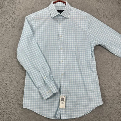 Tommy Hilfiger Shirt Dress Mens Medium 15.5 32-33 Blue Plaid Long Sleeve NEW - Image 1 of 4