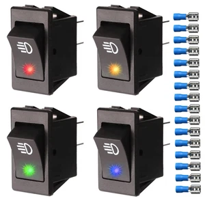 4Pcs 12VDC/35A Auto Pulsante Interruttore a Bilanciere per Fendinebbia, 4 Poli O - Foto 1 di 12