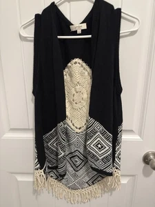 Umgee USA Damen Pullover Weste schwarz mit Stickerei Größe Large - Bild 1 von 5