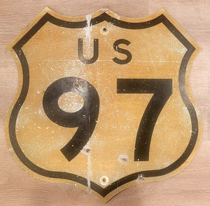 Insegna Autostrada Vintage Originale US 97 -- Scudo 24" x 24" -- Rara Autostrada Gasolio - Foto 1 di 9