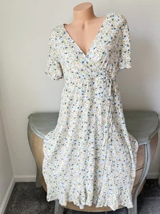 Maxi Vestido Torrido 1 1x Rayón Sobrepelliz Imitación Envoltura Floral Cuello en V Corbata Cintura Bolsillos - Imagen 1 de 11