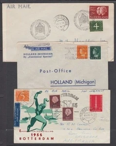 CUBIERTAS DE VUELO CORREO AÉREO HOLANDÉS (x3) 1940’s/50’s (ID:383/D33086) - Imagen 1 de 1