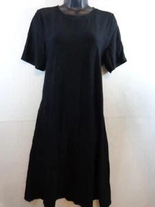 Eileen Fisher Dress Women's PL Black Short Sleeve Front Pockets Super Stretch - Picture 1 of 11