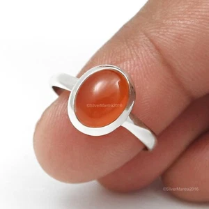 Carnelian Stone 925 Sterling Silver Sister Gift Trendy Band Promise Elegant Ring - Foto 1 di 10