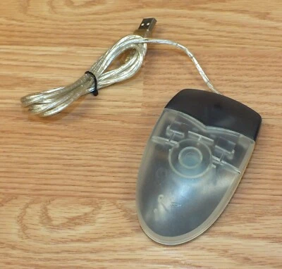 Clear & Blue IM-5 12V 10mA USB Wired Track Ball Vintage Computer Mouse *READ*  - Image 1 of 4