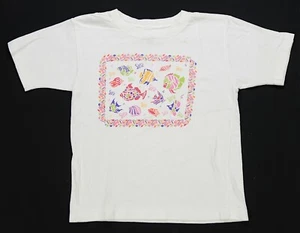 Rare VTG LEVI’S For Girls Fish Art Single Stitched T Shirt 90s White Youth SZ 6X - Picture 1 of 8