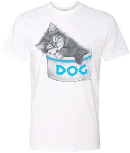 Kitten Sleeping In Dog Bowl Tee - Picture 1 of 2