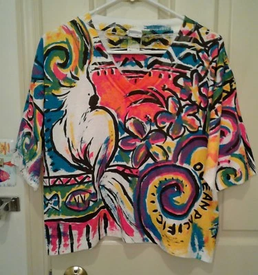 CAP TOP Vintage OP Ocean Pacific Aves Tropicales Estampado Floral Años 90 TALLA ÚNICA Foto 1 de 4