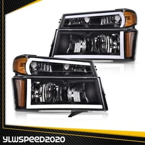 Fit For 04-12 GMC Canyon/Chevy Colorado LED DRL Headlights+Bumper Lights Black - Picture 1 of 12