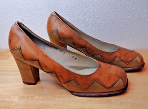 Gigi Importe Women's Shoes Platform Pump Leather  Heels Size 7M Spain EUC 60's? - Picture 1 of 5