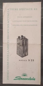 Notice S23 instructions mise en service accumulateurs SONNENSCHEIN année 50 - Imagen 1 de 4