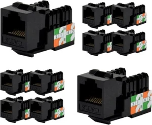 Logico KJ6224 8P8C Keystone Jack Cat6 Black Network Ethernet 110 Punchdown 10pcs - Picture 1 of 4