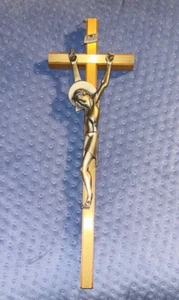 MID CENTURY MODERN KRUZIFIX KREUZ METALL UND HOLZ VINTAGE MCM - Bild 1 von 9