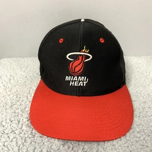 Miami Heat Logo 7 Vintage Hat Cap Snapback Black Red NBA Basketball Adjustable - Picture 1 of 9