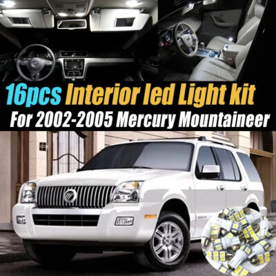 16Pc White Car Interior LED Light Bulb Kit for 2002-2005 Mercury Mountaineer - Image 1 of 4