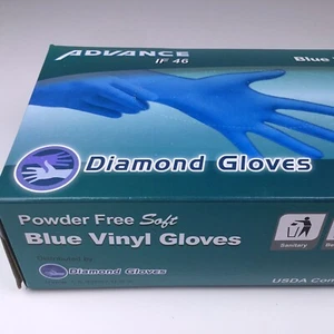 Advance IF46 Blue Vinyl Gloves Powder Free Soft Diamond Gloves Size Small V46S - Picture 1 of 7