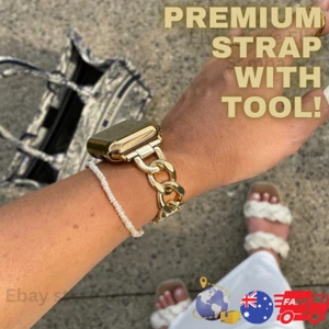 PREMIUM Apple Watch Band Gold Silver With Tool inks Stainless Steel Silver - Bild 1 von 21