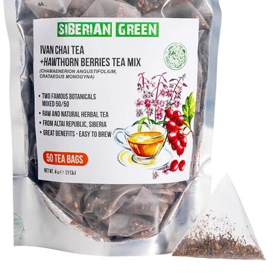 Té Ivan Chai verde baya de espino siberiano - 50 bolsas de té soporte para corazón e intestino Foto 1 de 4