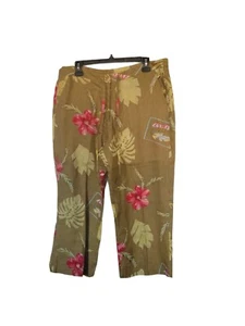 Uniform John Paul Richard Floral Beach Linen Capris Pants Petite Women’s PM - Picture 1 of 6