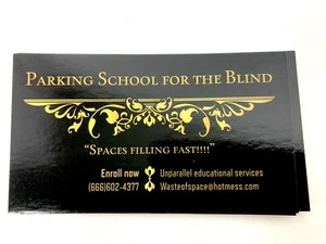 Bad Parking Cards Funny Novelty Prank (25 Count) Parking School For The Blind - Picture 1 of 6