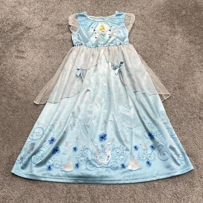 Disney Princess Cinderella Satin Dress Girls Kids 8 Blue Fantasy Gown Costume - Image 1 of 4