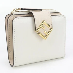 FENDI 8M0490 Bi-fold wallet FF Diamond Two-tone flap wallet leather white Women - Picture 1 of 9