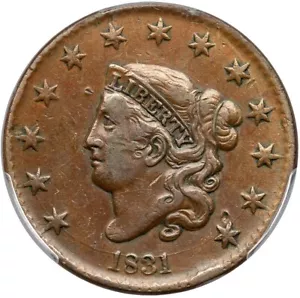 1831 N-1 R-1 PCGS VF 35 Matron or Coronet Head Large Cent Coin 1c - Picture 1 of 2