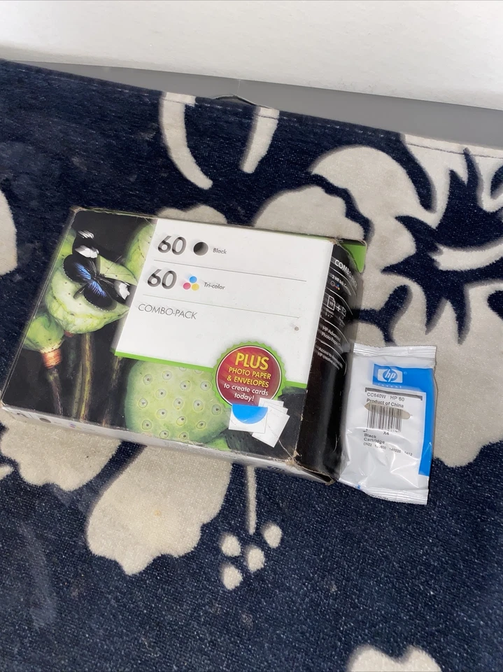 HP 60 Black & Tricolor Ink Combo Ink Cartridge OEM SEALED Genuine 3pc Lot - Image 1 of 4