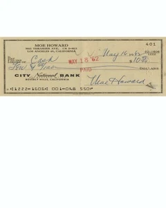 Moe Howard Reproduction Cancelled Check and 8 x 10 Photo - Picture 1 of 4